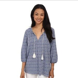 Soft Joie Legaspi Blouse Boho Tassel Peasant Top